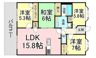 アールフォーレ春の町【4階】の間取り