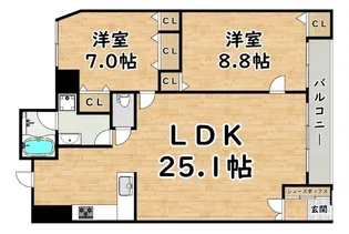 クリエール三津屋【1階】の間取り