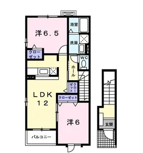 ヴィラ スクエアB【2階】の間取り