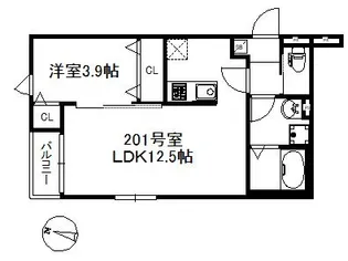 メゾンソレイユ久留米A【2階】の間取り