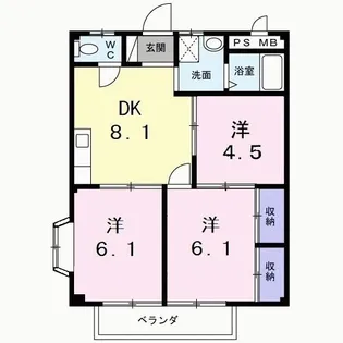 BELL CITY A【2階】の間取り