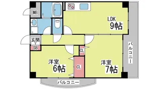 パレス東洋神戸館【6階】の間取り