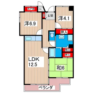 サニーヒル会瀬 2号館【3階】の間取り