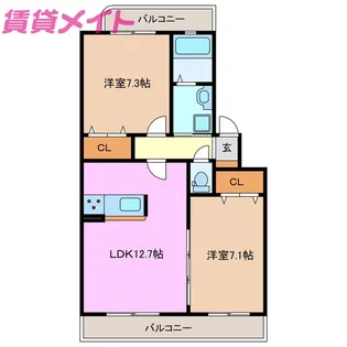 エクセレント室山 B棟【3階】の間取り
