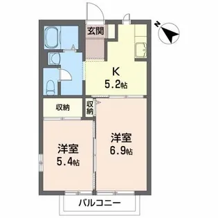 ディアス三本柳 B【2階】の間取り