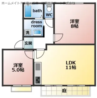 ルミエール大野芝C棟【1階】の間取り