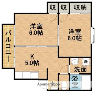 ひかりハイツ北棟【2階】の間取り