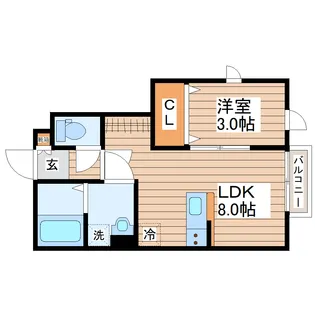 Escondite卸町II(エスコンディーテオロシマチツー)【1階】の間取り
