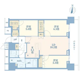 ザ・パークハウス晴海タワーズクロノレジデンス【8階】の間取り