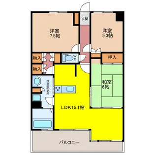 サーパス天神の森二番館【4階】の間取り