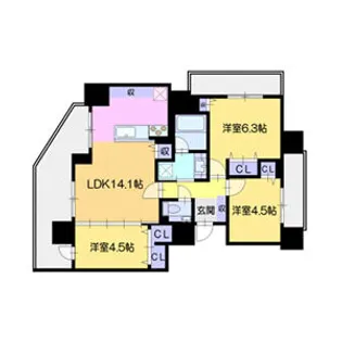 グランファーレ桑園パークサイド【8階】の間取り