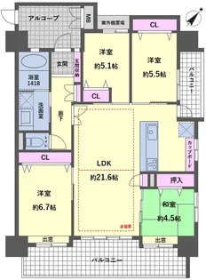 アーデントクレイル山口湯田弐番館【2階】の間取り