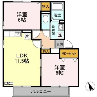 ヴィラコンフォールI【2階】の間取り