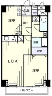 虎ノ門 2LDK【2階】の間取り