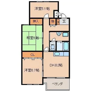 サンハイツ石田【1階】の間取り