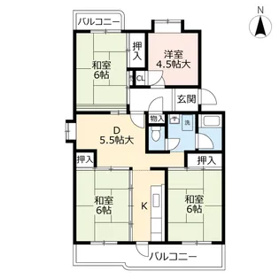 UR枝光【3階】の間取り