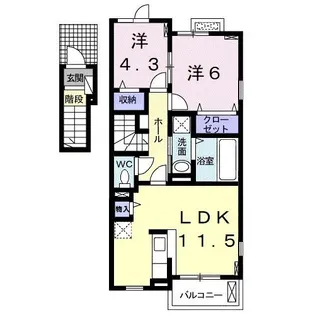 ラ・ヴィーユII【2階】の間取り