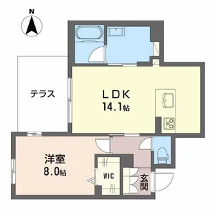 シャーメゾン 二口 パナ XI【1階】の間取り