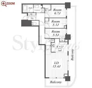 プラウドタワー名古屋栄【17階】の間取り