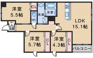 GRAND STEADY 桜の町【1階】の間取り