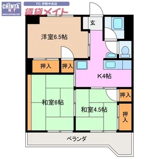エイワハイツ【6階】の間取り