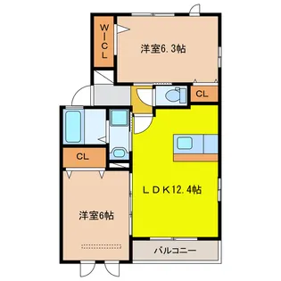 岐阜県大垣市小野3【アパート】の間取り