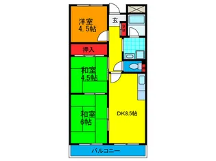八雲ハイツ2号館【4階】の間取り