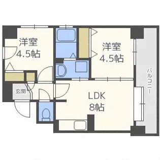 北海道札幌市中央区大通東8【マンション】の間取り