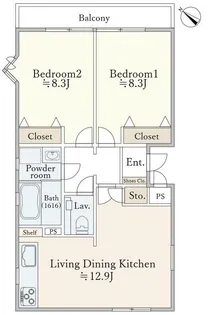 ドゥムール西片【2階】の間取り
