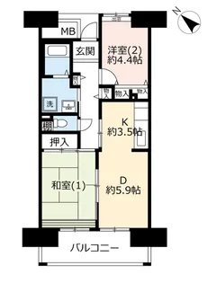 URコンフォール霞ヶ丘【9階】の間取り