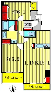 セザール第2東綾瀬公園【4階】の間取り