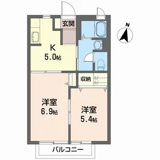 コーポ・ペアレンツB【2階】の間取り