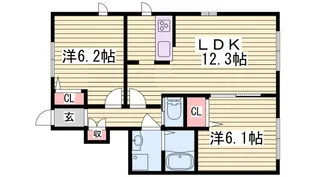 シャーメゾン宝殿B棟【1階】の間取り