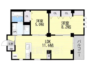 エムズ谷六【3階】の間取り