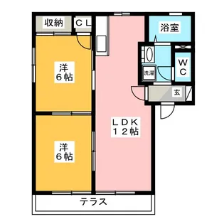 ウイングコートB棟【1階】の間取り