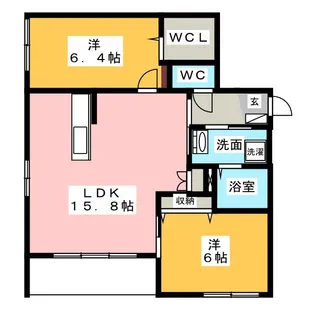 エバーグリーン八幡【1階】の間取り