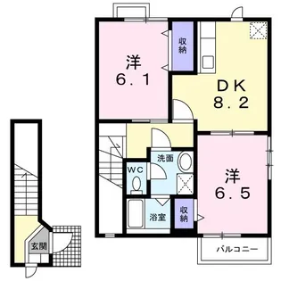 ぺアハウスヒロセ A【2階】の間取り