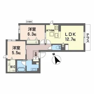 ピース帝塚山【1階】の間取り
