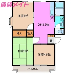 コリーヌ四日市【1階】の間取り