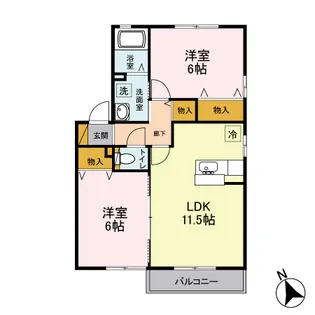 D-ROOM K・フルール C 201【2階】の間取り