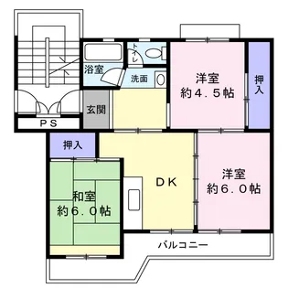 ビレッジハウス門田2号棟【4階】の間取り
