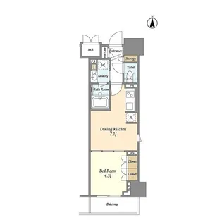 LIBR GRANT 神楽坂【6階】の間取り