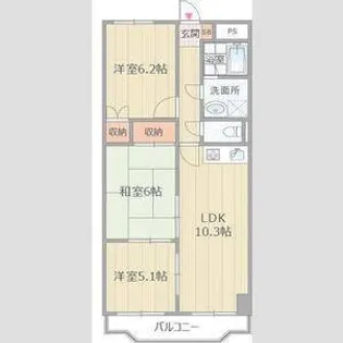 緑橋グリーンハイツ【6階】の間取り