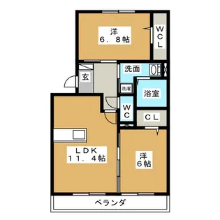 ドルチェ美濃太田【2階】の間取り