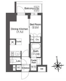 ミリアレジデンス蔵前【8階】の間取り
