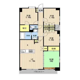 アーバンパレス水前寺駅前【13階】の間取り