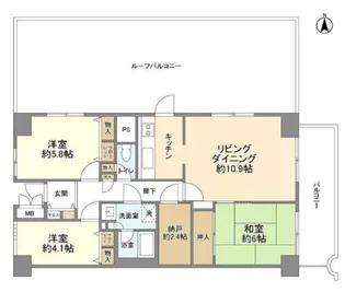 宇喜田ホームズ【10階】の間取り