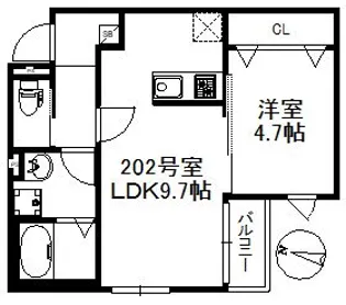 メゾンソレイユ久留米A【2階】の間取り