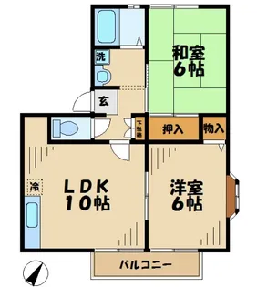 サニーサイド南大沢B棟【2階】の間取り