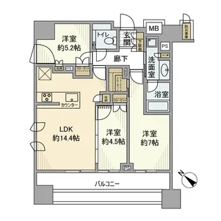 ドレッセ都立大学【3階】の間取り
